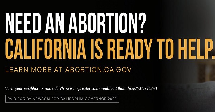 Gavin Newsom Runs Abortion Billboards Saying Killing Babies is "Loving Your Neighbor" - Vimarsana News